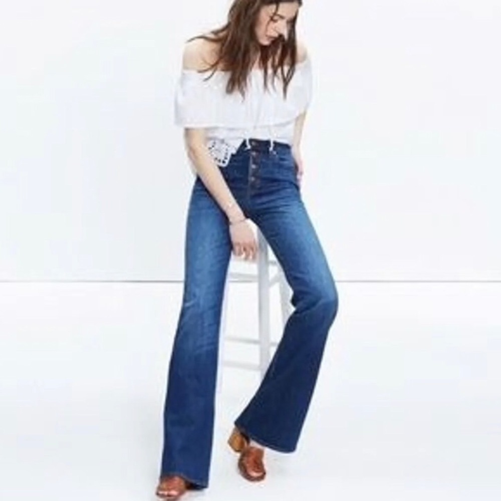 Madewell high rise flare jeans button fly